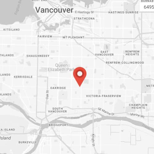 A map of Vancouver with the Ray development marked in a red marker